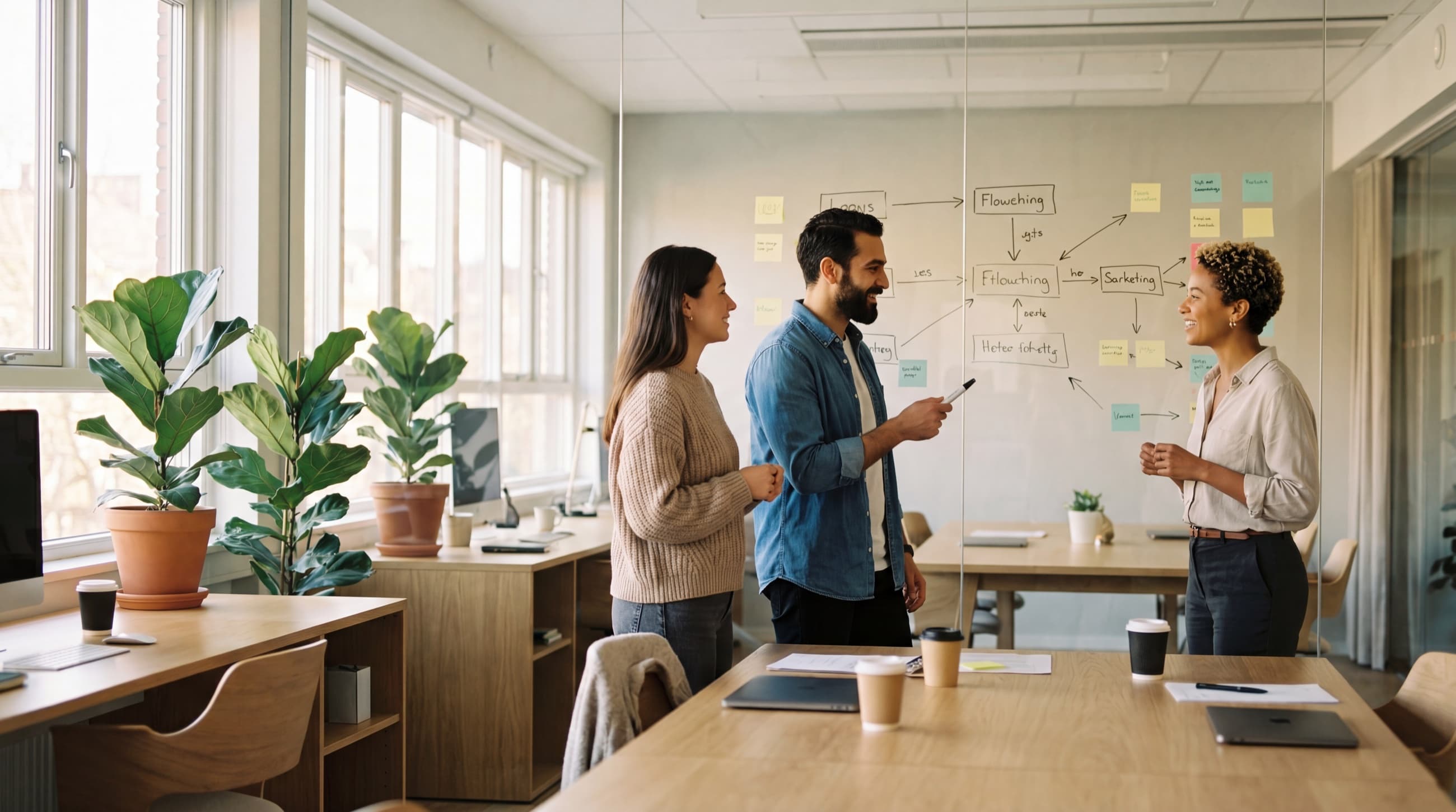 Avencor consultants mapping an AI workflow on a planning wall